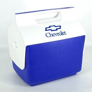 Rare Chevrolet Logo Vintage Blue Mini Mate Igloo Cooler 6 Pack Made In Texas USA